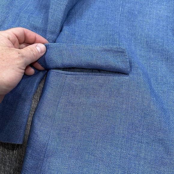 Rodd and Gunn Original Fit Sport Coat Mens L Two-Button Casual Jacket Blue Linen - Picture 3 of 16
